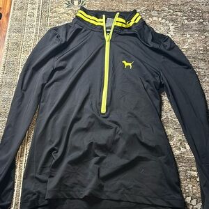 PINK black and neon yellow athletic long sleeve Top